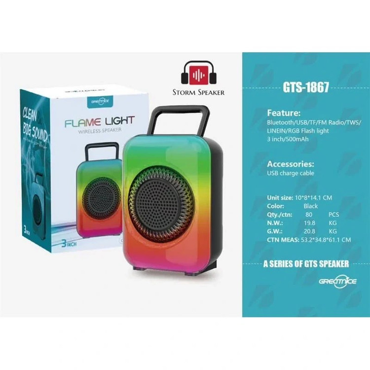 اسپیکر بلوتوثی قابل حمل مدل Flame light GTS-1867