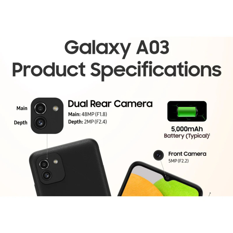 گوشی موبایل سامسونگ مدل Galaxy A03 SM-A035F/DS دو سیم کارت ظرفیت 64 گیگابایت و رم 4 گیگابایت استوک