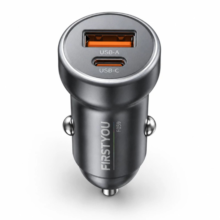 شارژر فندکی فست شارژ FIRSTYOU مدل F059 USB Type-C 20W PD فلزی